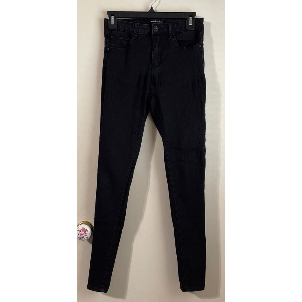 Junior Girl's Monkey Ride High Rise Embossed Skinny Black Jeans Size 7 #P6004C